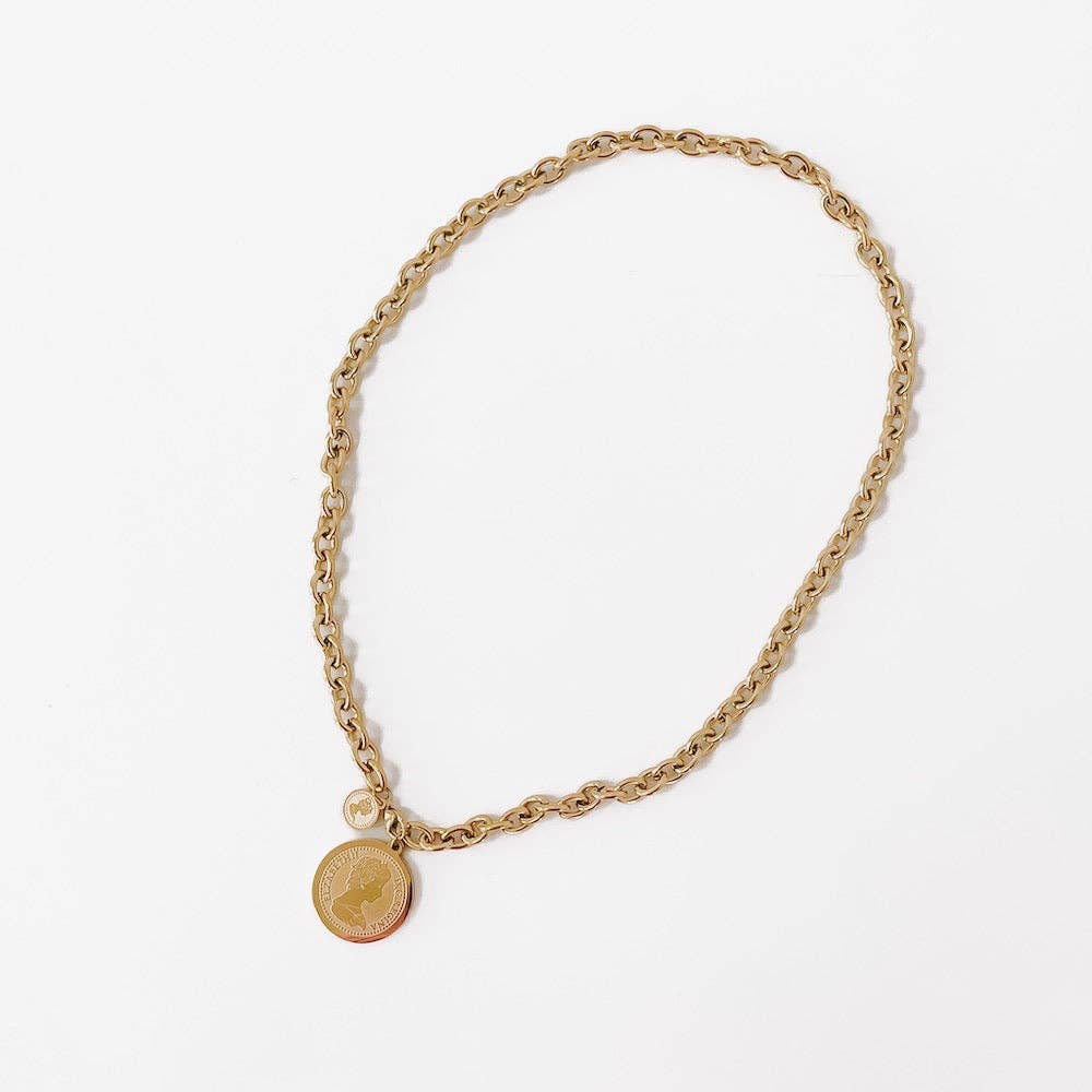 Elegant Elizabeth Coin Chain Waterproof Necklace - Uniquely Claudia Boutique