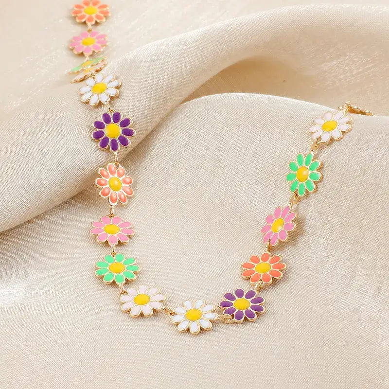 Daisy Flower Stainless Steel Choker Necklace - Uniquely Claudia Boutique