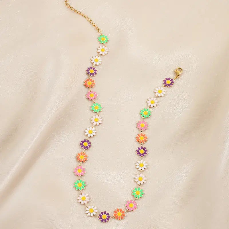 Daisy Flower Stainless Steel Choker Necklace - Uniquely Claudia Boutique