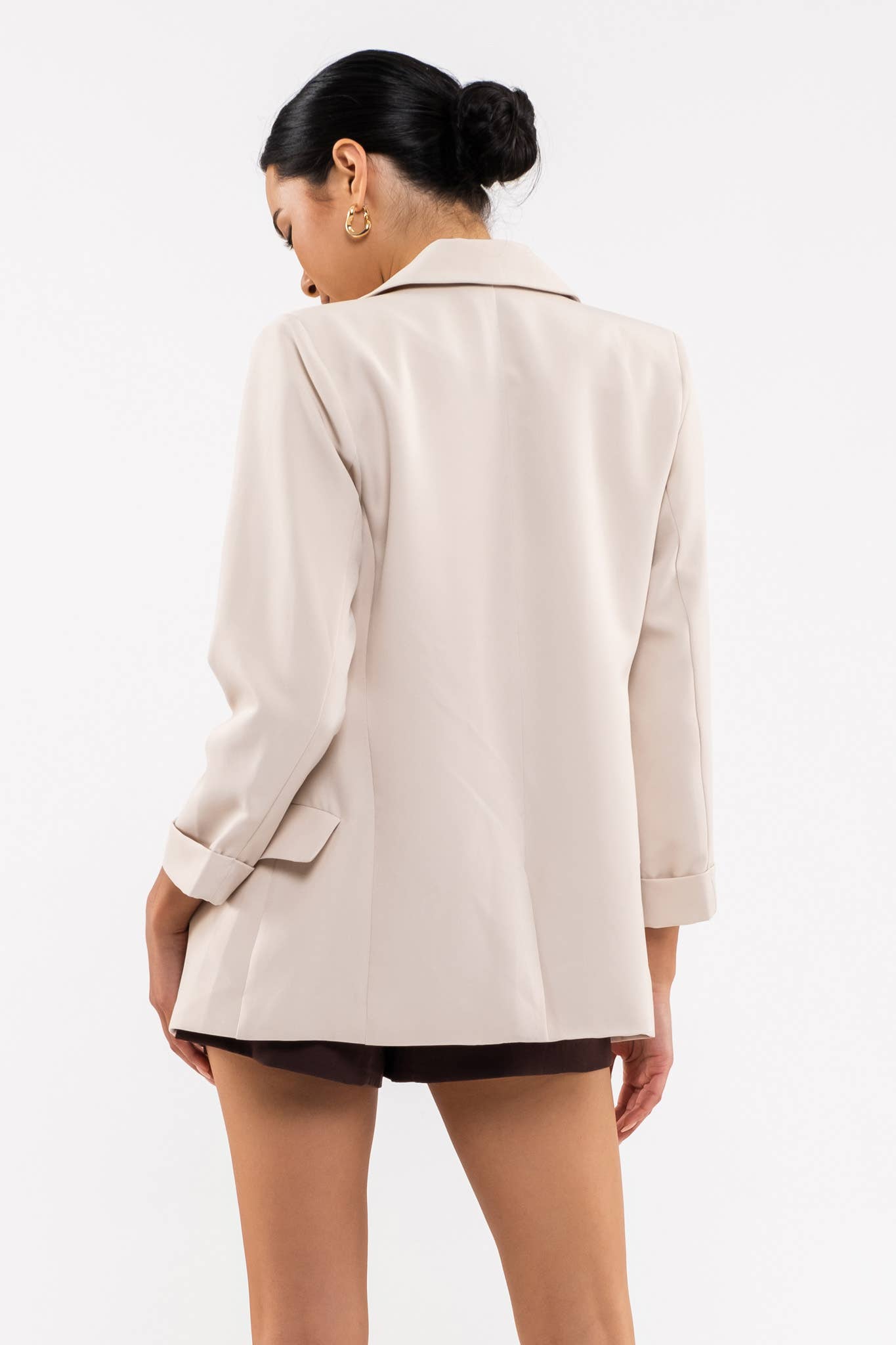 Karla Folded 3/4 Sleeve Open Blazer | Uniquely Claudia