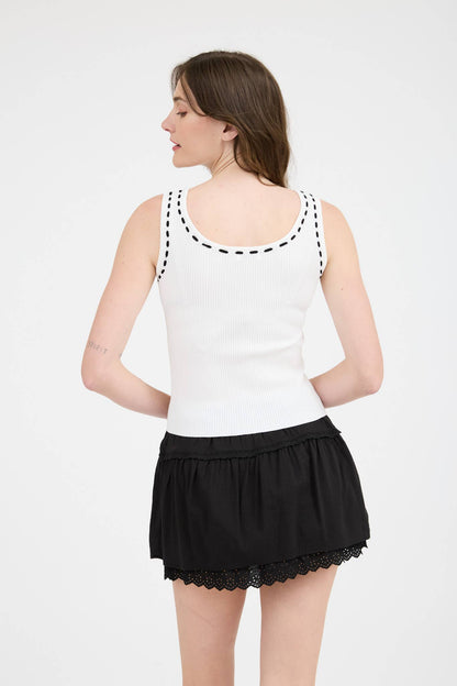 Sadie Scoop Neck Front Tie Knit Tank Top | Uniquely Claudia 