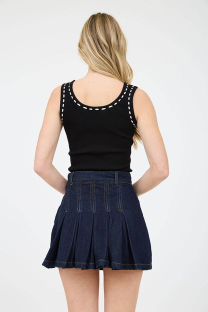 Sadie Scoop Neck Front Tie Knit Tank Top | Uniquely Claudia 