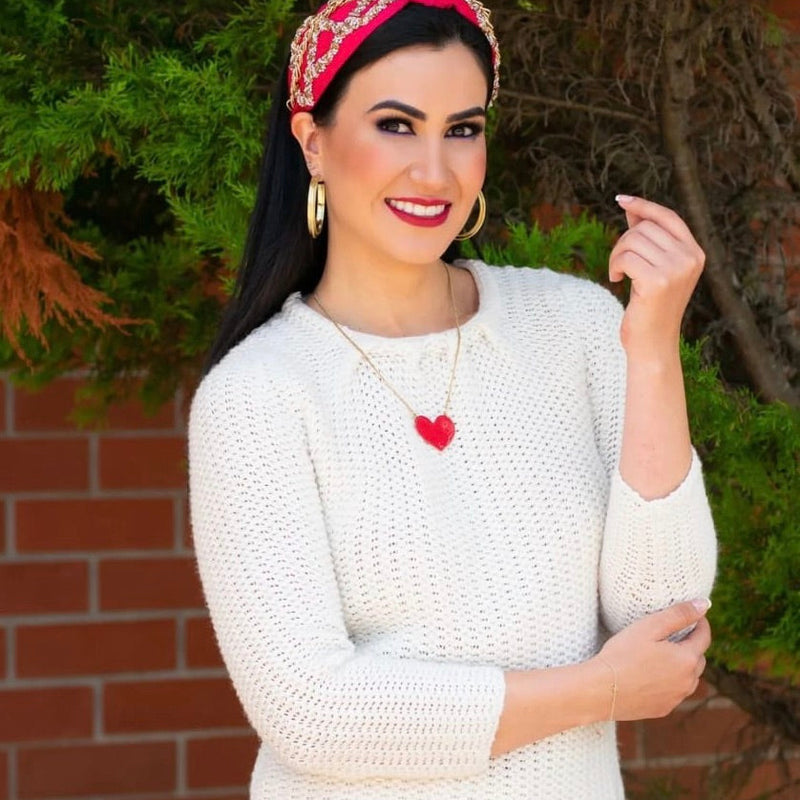 TOVA Fallin Red Heart Necklace