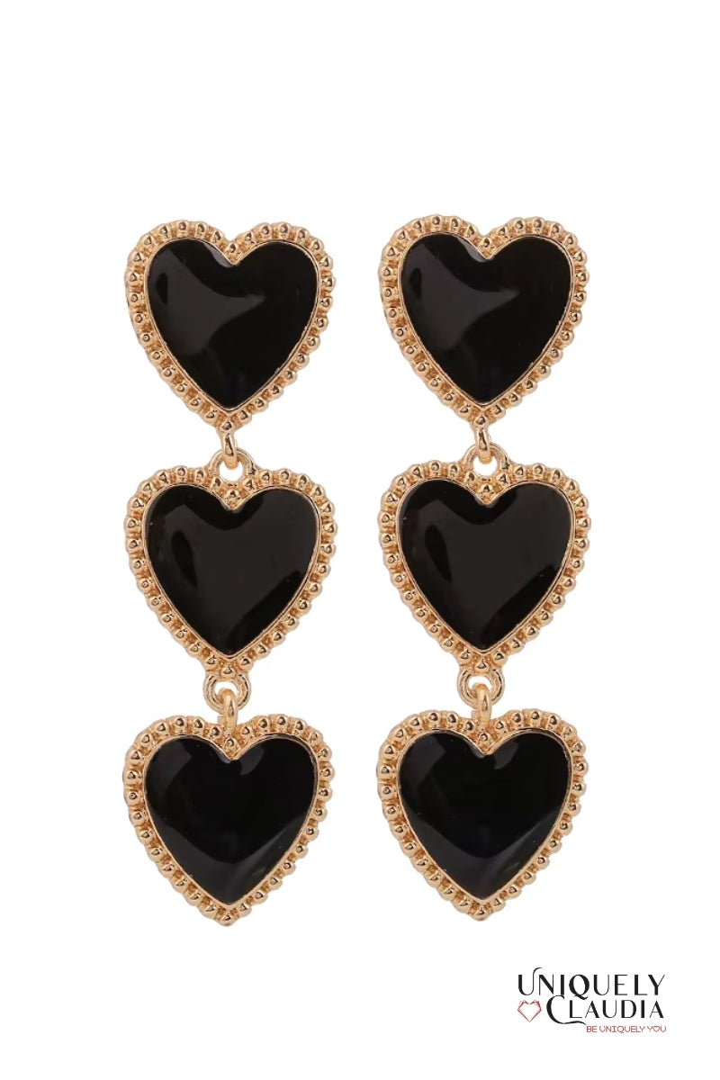 Three Hearts Enamel Earrings - Uniquely Claudia Boutique