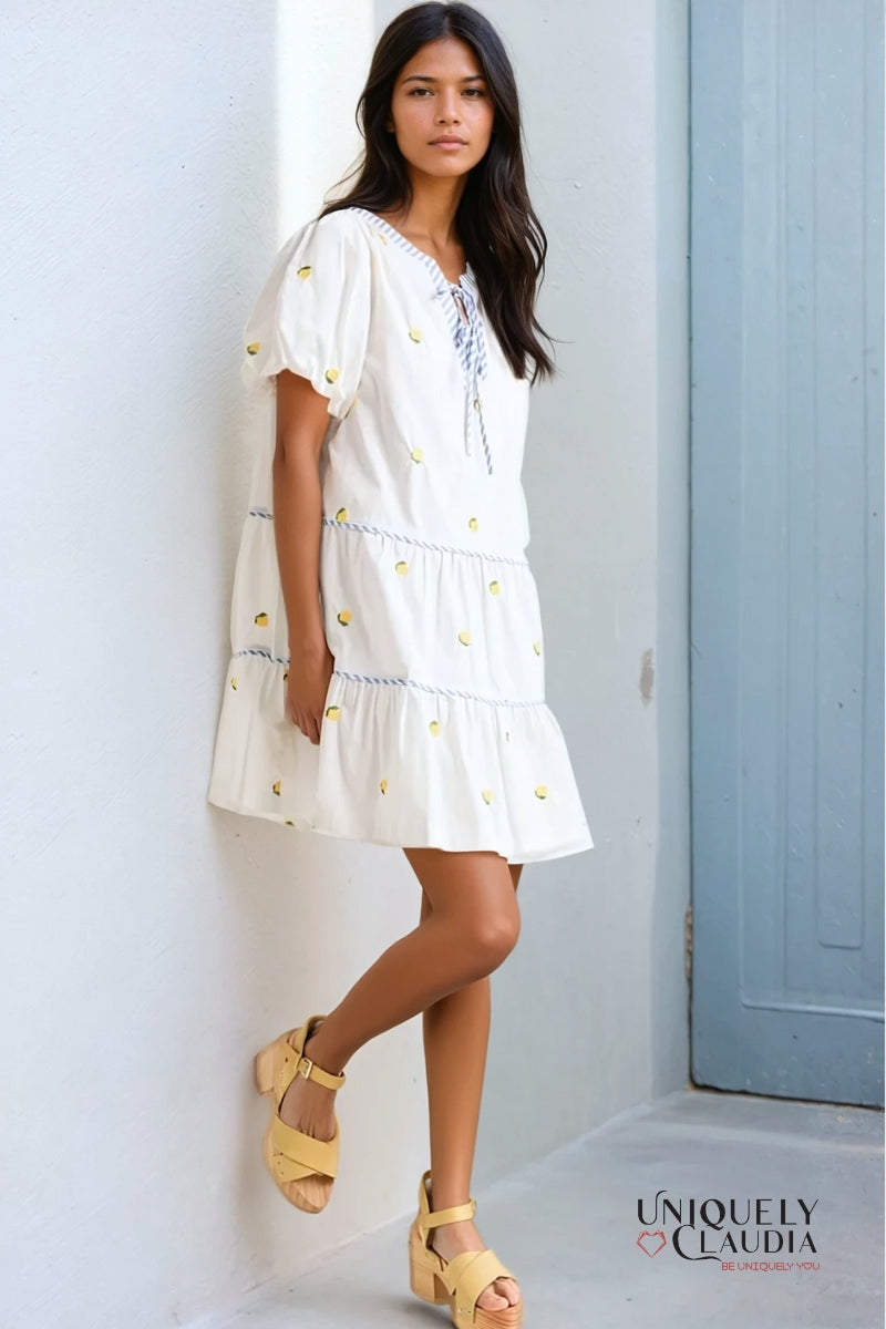 Sweet Citrus Stripe Babydoll Dress | Uniquely Claudia