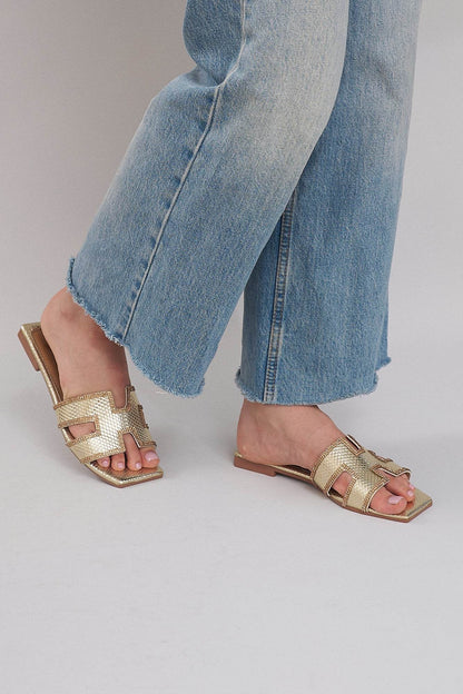 Dubai H Flats - Rhinestone Gold | Uniquely Claudia