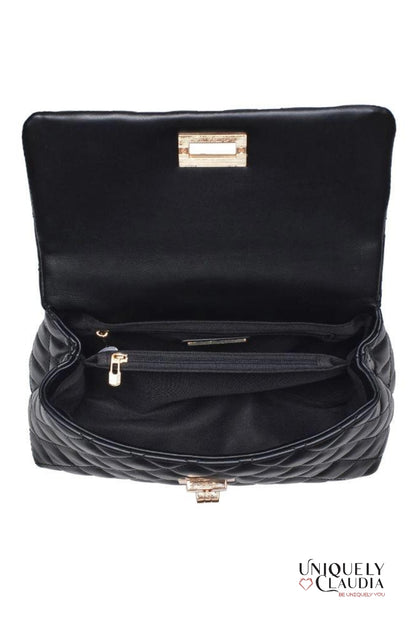 Cordelia Quilted Black Crossbody Bag | Uniquely Claudia Boutique 