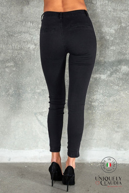Alessandra Silver Stripe Black Joggers | Uniquely Claudia Boutique