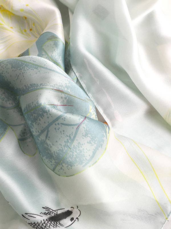Vintage Floral Printed Silk Imitation Shawl Scarf - Uniquely Claudia Boutique