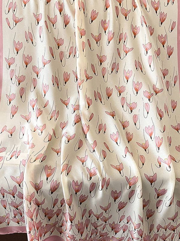 Tiny Flower Printed Vegan Silk Scarf - Uniquely Claudia Boutique
