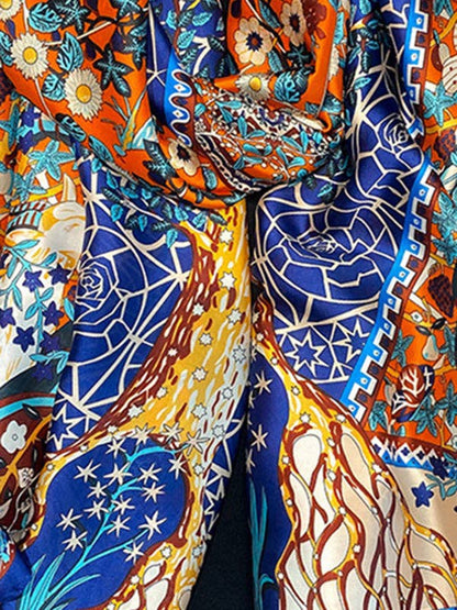 Cherry Blossom Printed Vegan Silk Scarf - Uniquely Claudia Boutique