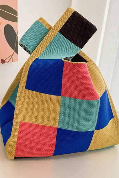 Checkerboard Knit Handbag | Uniquely Claudia Boutique