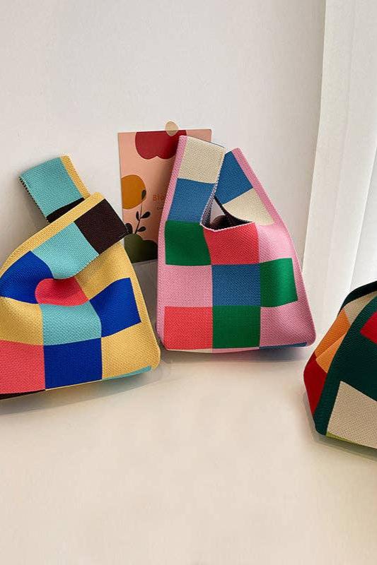 Checkerboard Knit Handbag | Uniquely Claudia Boutique
