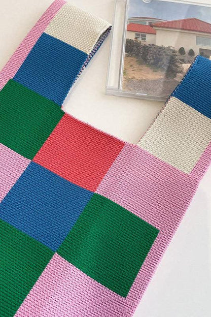 Checkerboard Knit Handbag | Uniquely Claudia Boutique