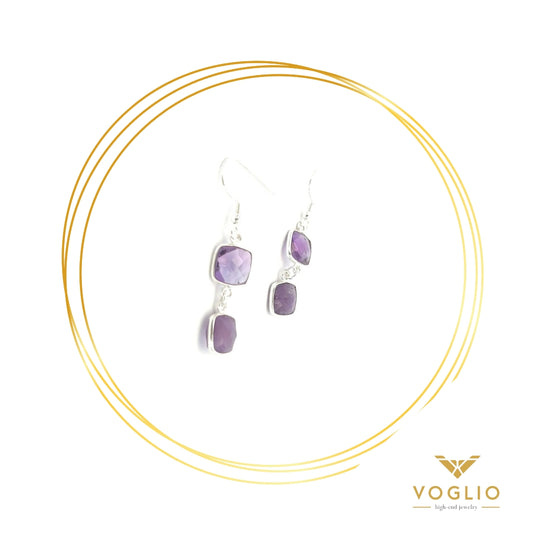 VOGLIO: 2 Gemstone Sterling Silver Amethyst Earrings | Uniquely Claudia Boutique 
