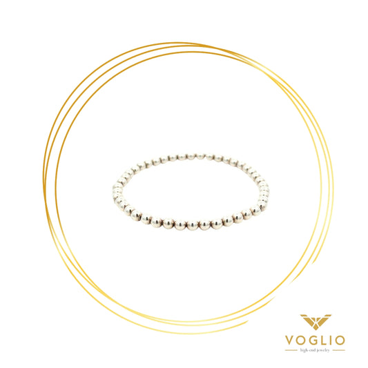 VOGLIO: Sterling Silver Small Beaded Stretch Bracelet