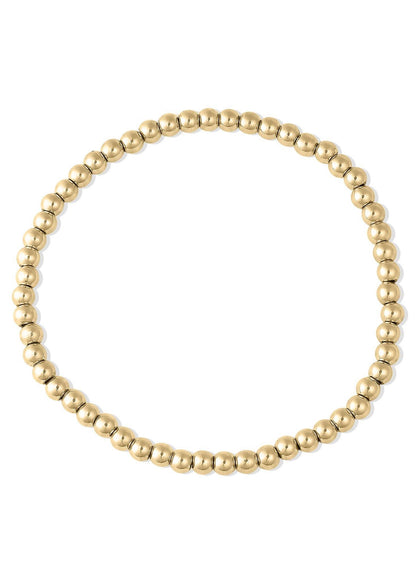 18K Gold PVD Coated Stainless Steel Beaded Stretch Bracelet