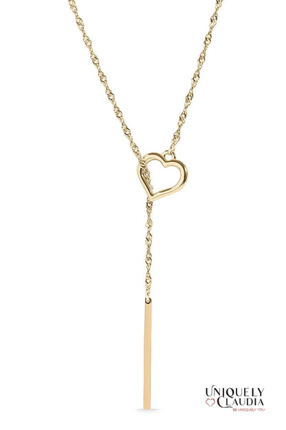 Drop Bar Heart Lariat Necklace | Uniquely Claudia Boutique