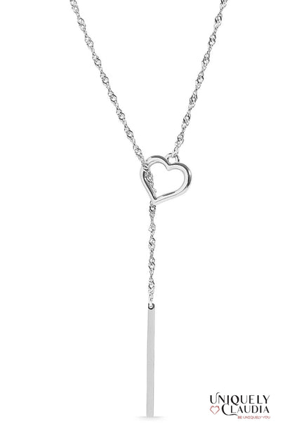 Drop Bar Heart Lariat Necklace | Uniquely Claudia Boutique