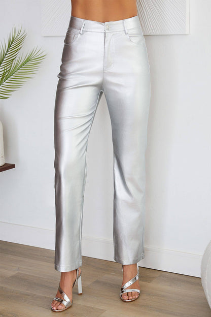 Luna Silver Vegan Leather Pants | Uniquely Claudia Boutique 