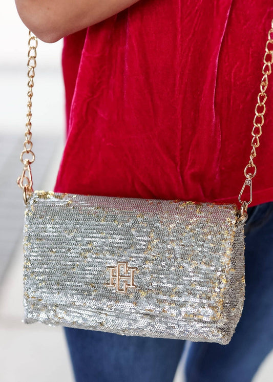 Shelby Silver and Gold Sequined Crossbody