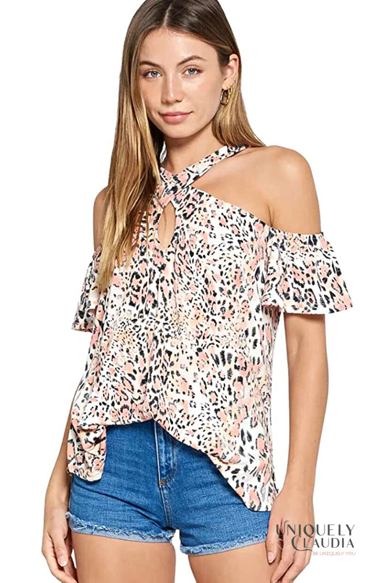 Animal Print Cold-Shoulder Top | Uniquely Claudia