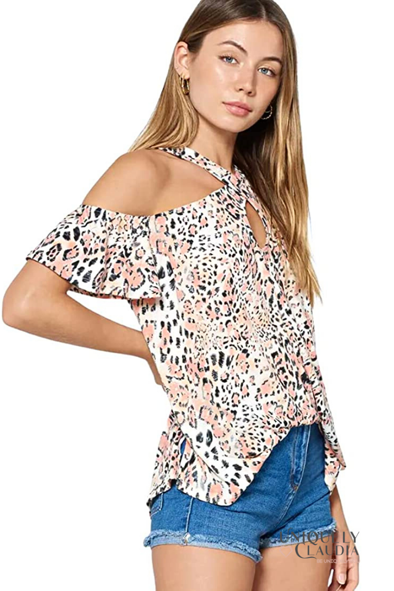 Animal Print Cold-Shoulder Top | Uniquely Claudia