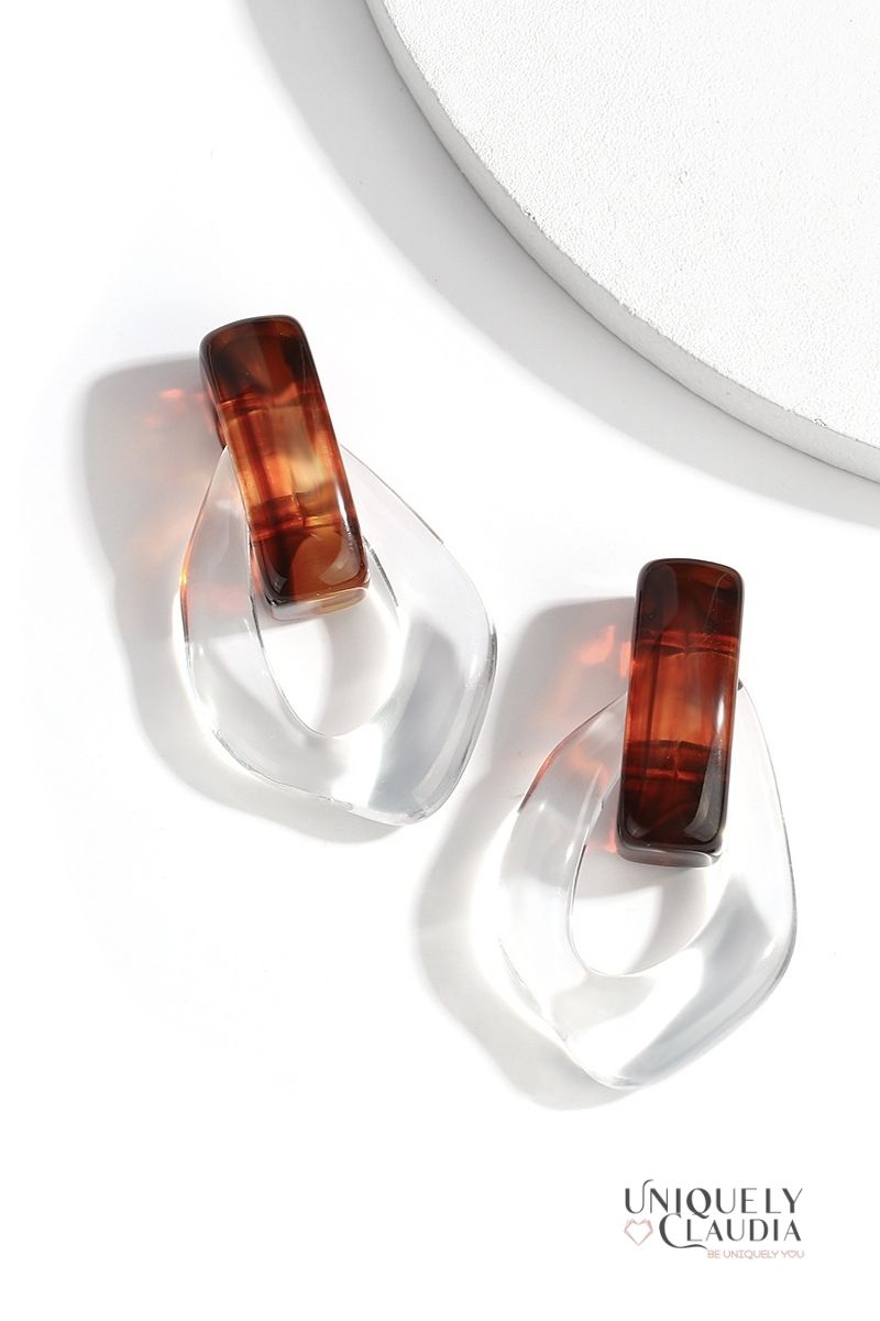 Art Deco Amber & Clear Lucite Earrings | Uniquely Claudia