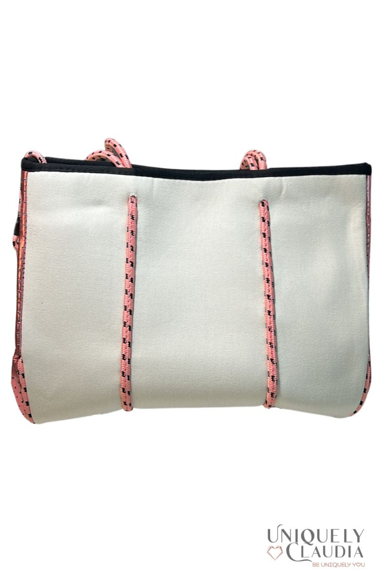 Women's Handbags | Ava Off-White with Rose Gold Accents Tote Bag | Uniquely Claudia Boutique
