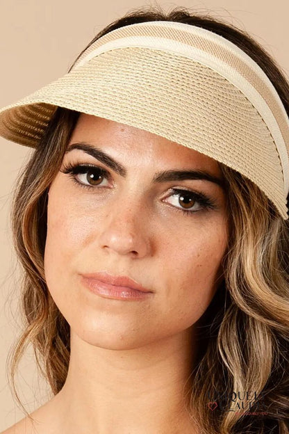 Women's Visor | Bailor Natural With Khaki Stripes Visor | Uniquely Claudia Boutique