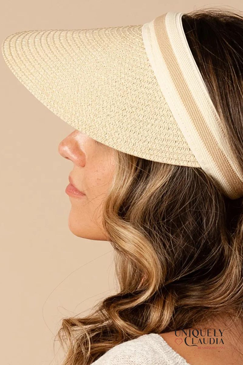 Women's Visor | Bailor Natural With Khaki Stripes Visor | Uniquely Claudia Boutique