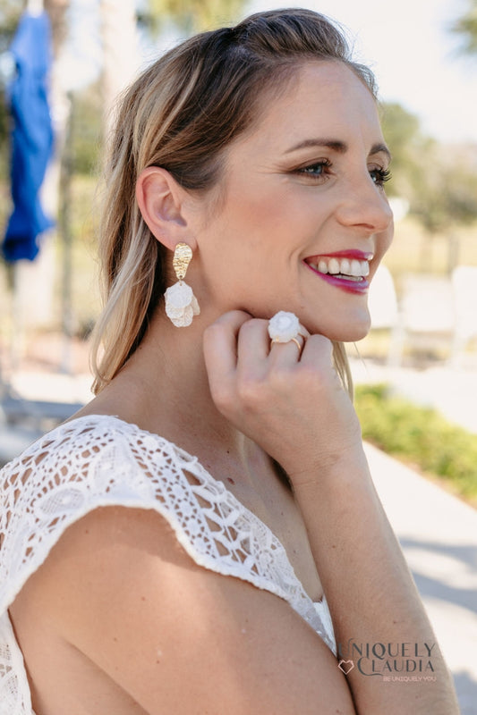 Earrings | Flower Earrings Studs | Blanca Layered Flower | Uniquely Claudia Boutique