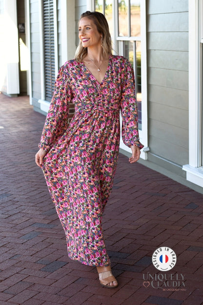 Women's Maxi Dresses | Caroline Garden Romance Magenta Floral Print Maxi Dress | Uniquely Claudia Boutique