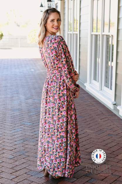 Women's Maxi Dresses | Caroline Garden Romance Magenta Floral Print Maxi Dress | Uniquely Claudia Boutique