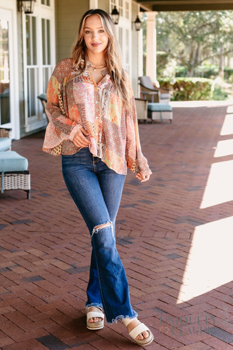 Women's Tops | Corina Paisley Dolman Sleeves Top | Uniquely Claudia Boutique