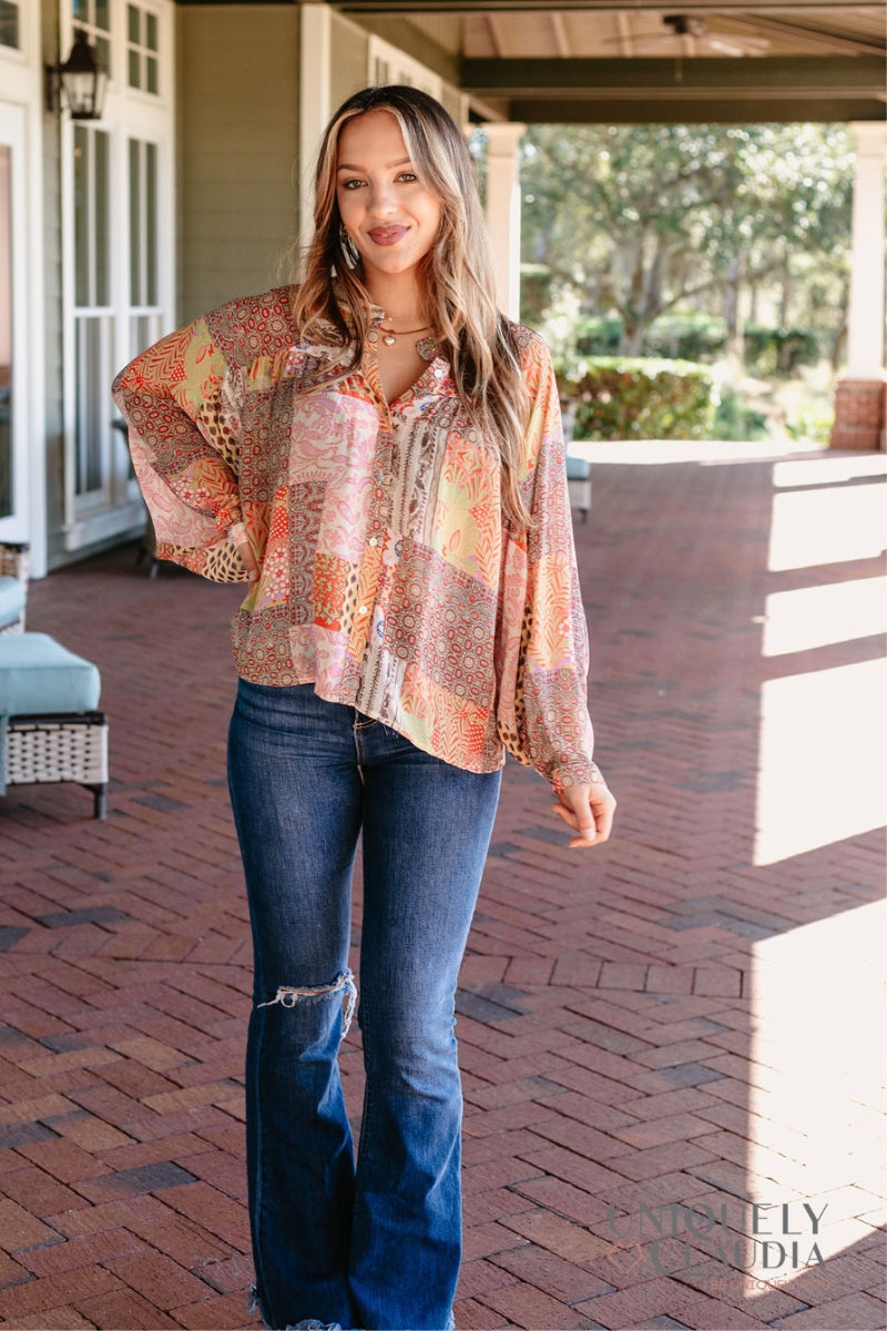 Women's Tops | Corina Paisley Dolman Sleeves Top | Uniquely Claudia Boutique