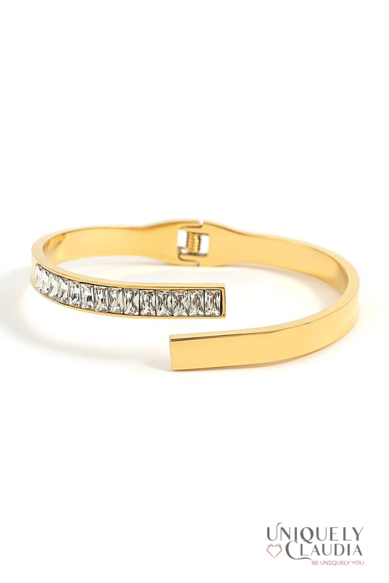 Women's Bracelets | Cross Over Bling Stainless Steel Cuff | Uniquely Claudia Boutique