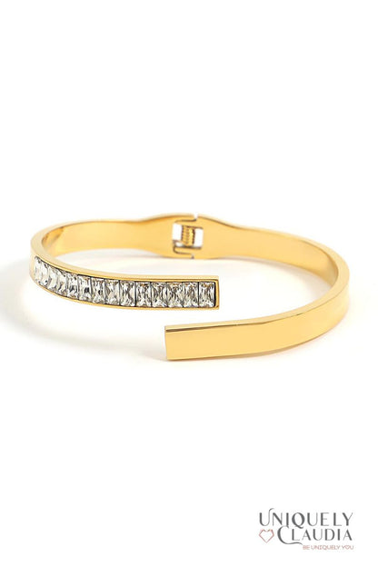 Women's Bracelets | Cross Over Bling Stainless Steel Cuff | Uniquely Claudia Boutique