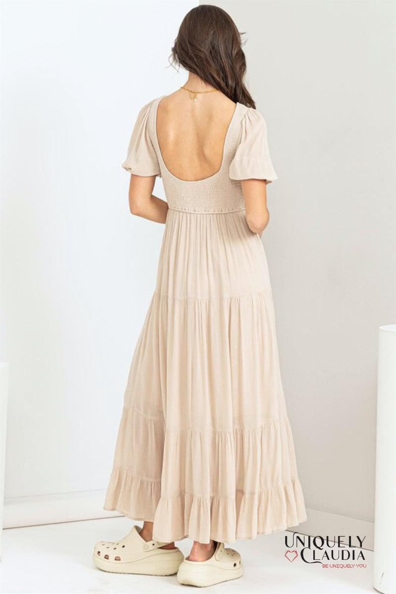 Women's Dresses | Diane Tiered Smocked Midi Dress | Uniquely Claudia Boutique