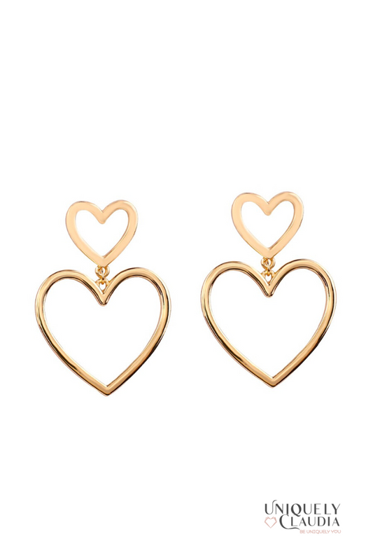 Double Dose of Hearts Gold Earrings | Uniquely Claudia