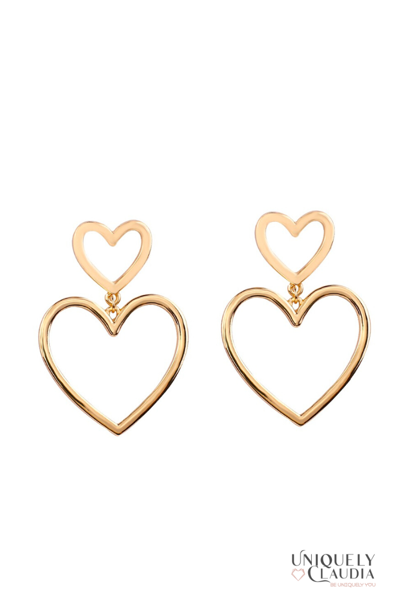 Double Dose of Hearts Gold Earrings | Uniquely Claudia