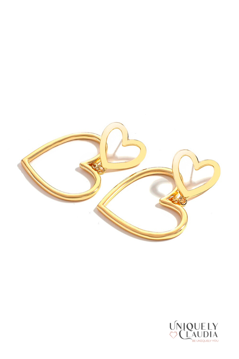 Double Dose of Hearts Gold Earrings | Uniquely Claudia