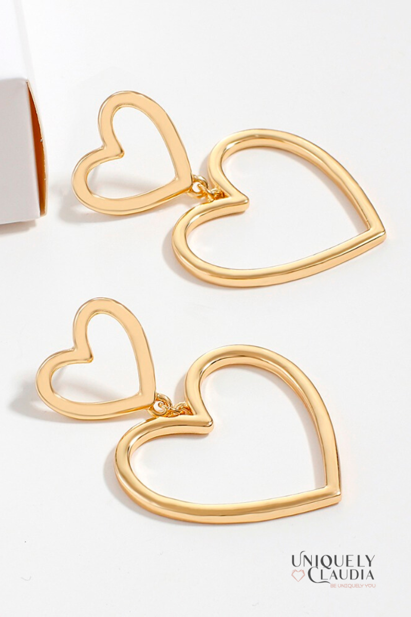 Double Dose of Hearts Gold Earrings | Uniquely Claudia