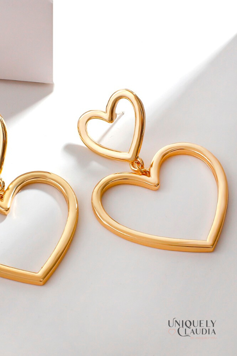 Double Dose of Hearts Gold Earrings | Uniquely Claudia