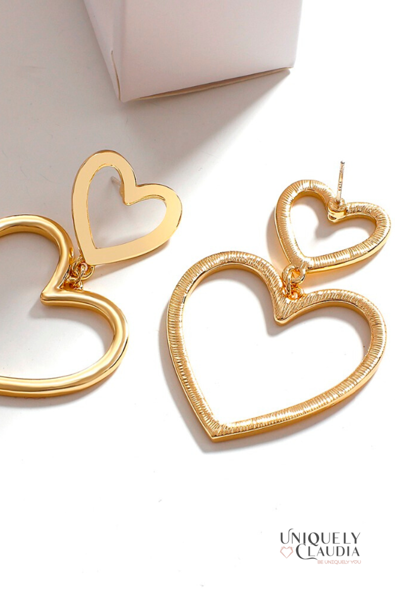 Double Dose of Hearts Gold Earrings | Uniquely Claudia
