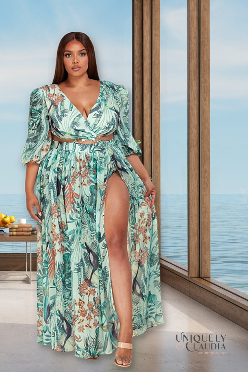 Women's Plus Dresses | EDGY PLUS: Bimini Tropical Maxi Dress | Uniquely Claudia Boutique
