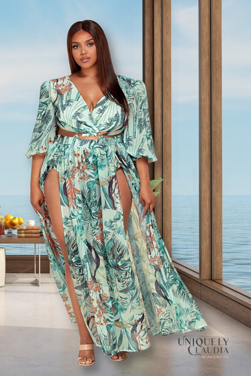 Women's Plus Dresses | EDGY PLUS: Bimini Tropical Maxi Dress | Uniquely Claudia Boutique