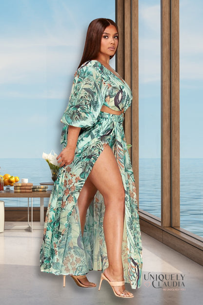 Women's Plus Dresses | EDGY PLUS: Bimini Tropical Maxi Dress | Uniquely Claudia Boutique