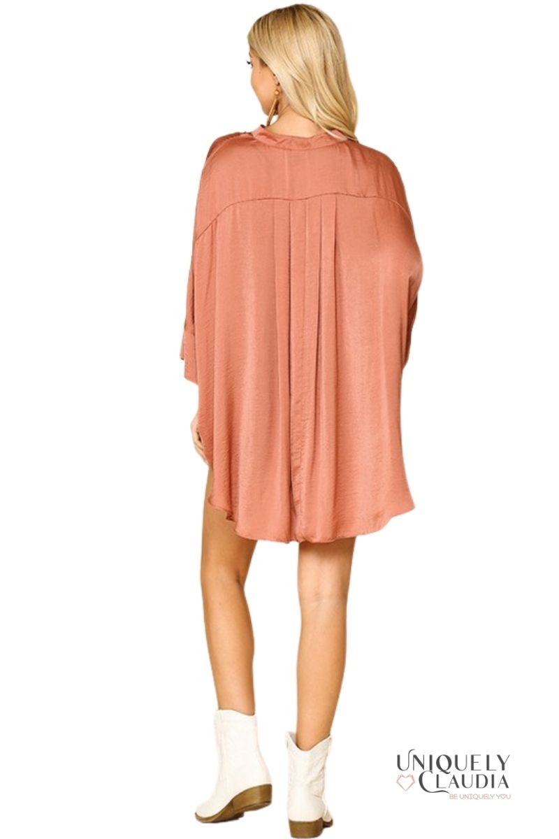 EDGY PLUS: Carina Satin Button Down Top | Uniquely Claudia