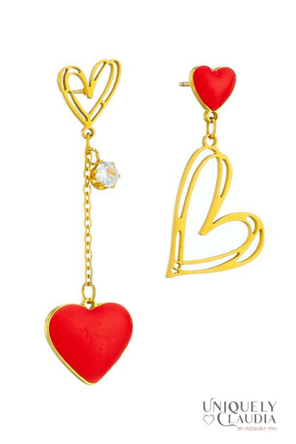 Women's Necklaces | Full of Love Asymmetrical Hearts Earrings | Uniquely Claudia Boutique
